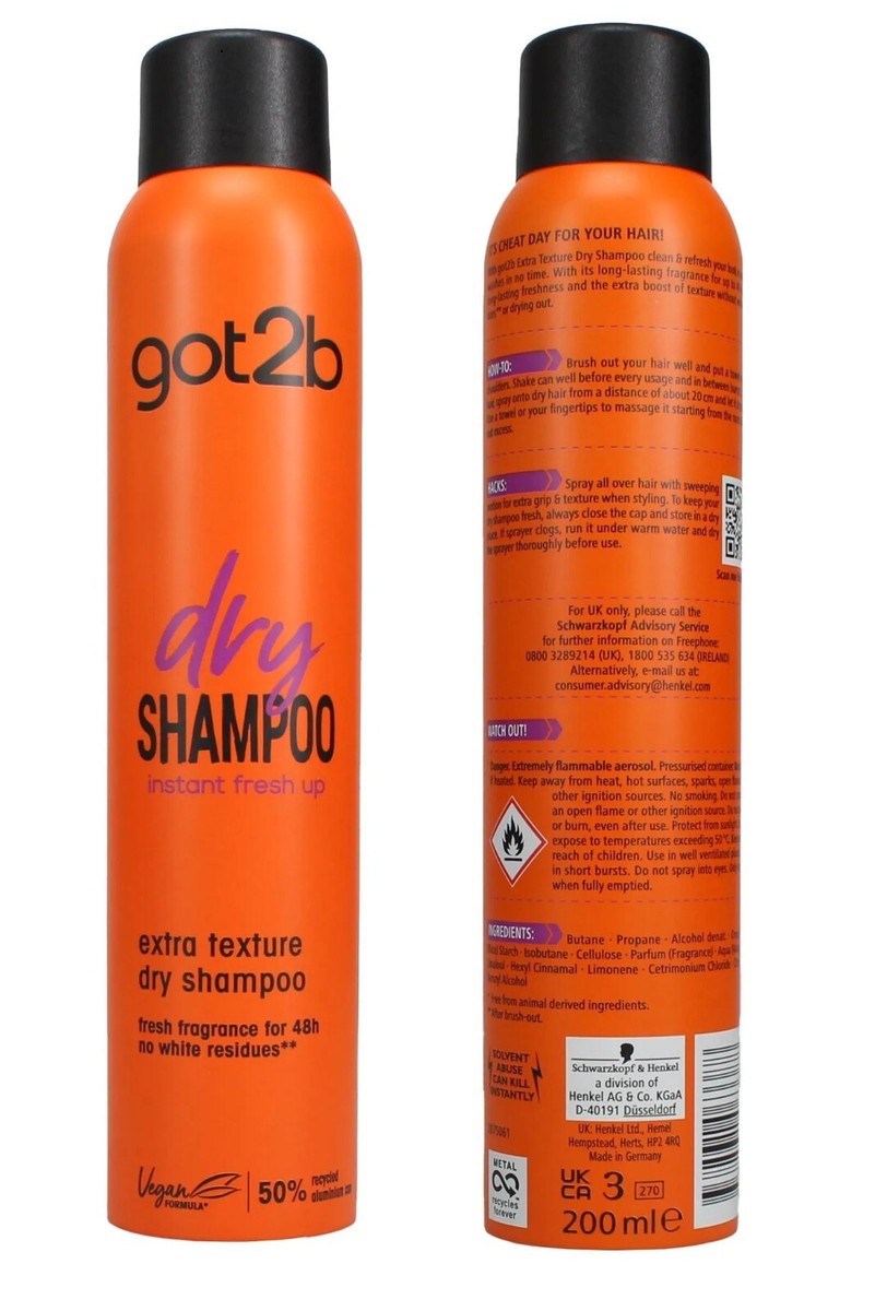 GOT2B DRY SHAMPOO EXTRA TEXTURE 200ML ORANGE
