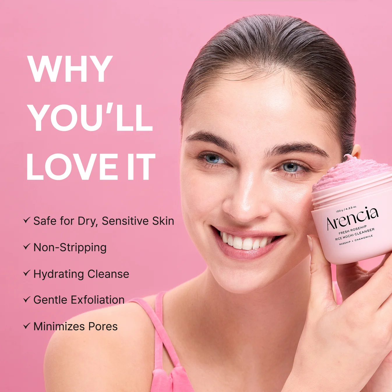 Arencia Fresh Rosehip Rice Mochi Cleanser (120g) view 5