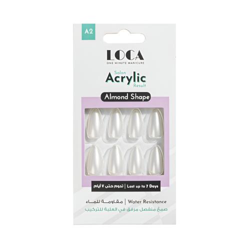 Artificial Nails Almond Shape White Pearl   By Loca - A2