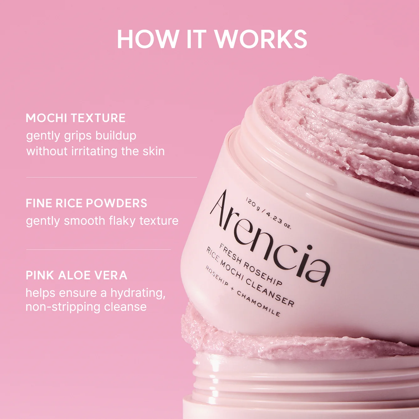 Arencia Fresh Rosehip Rice Mochi Cleanser (120g) view 7