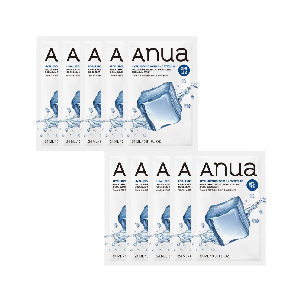 ANUA HYALURONIC ACID 8 CATECHIN COOL SLIM MASK 10 sheets