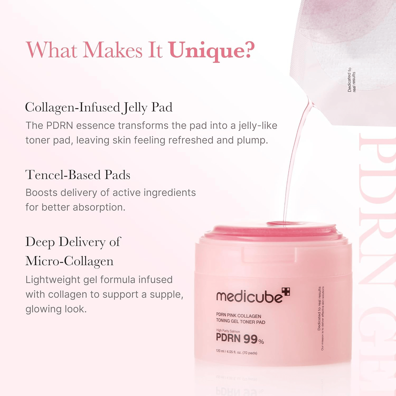 Medicube, PDRN Pink Collagen Toning Gel Toner Pad -  70 Pads view 3
