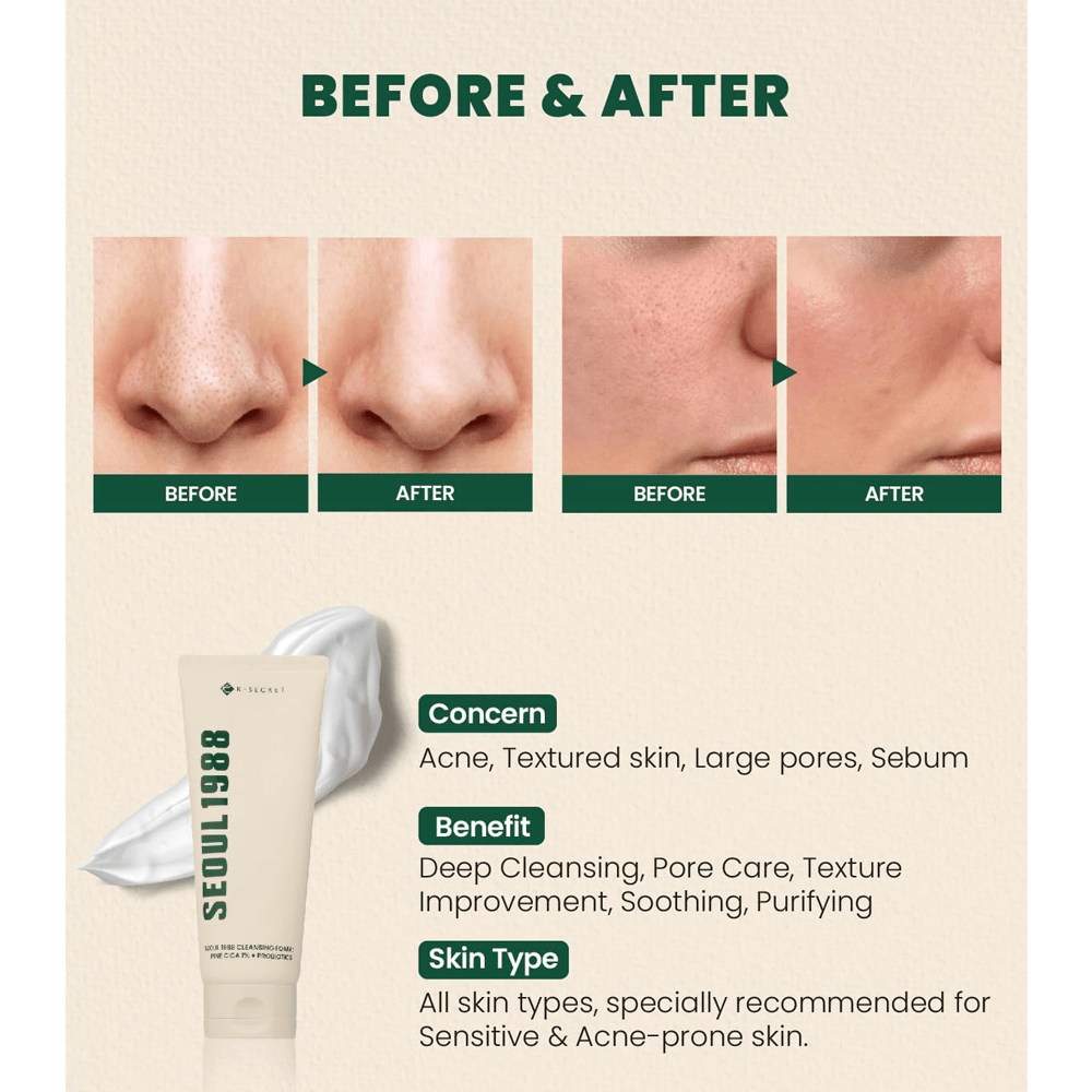K Secret Seoul 1988 Cleansing Foam Pine Cica 1% + Probiotics - 150 ml alternate view