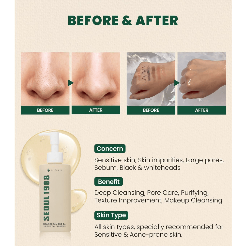 K Secret Seoul 1988 Cleansing Oil Pine Cica 1% + Probiotics - 200 Ml view 4