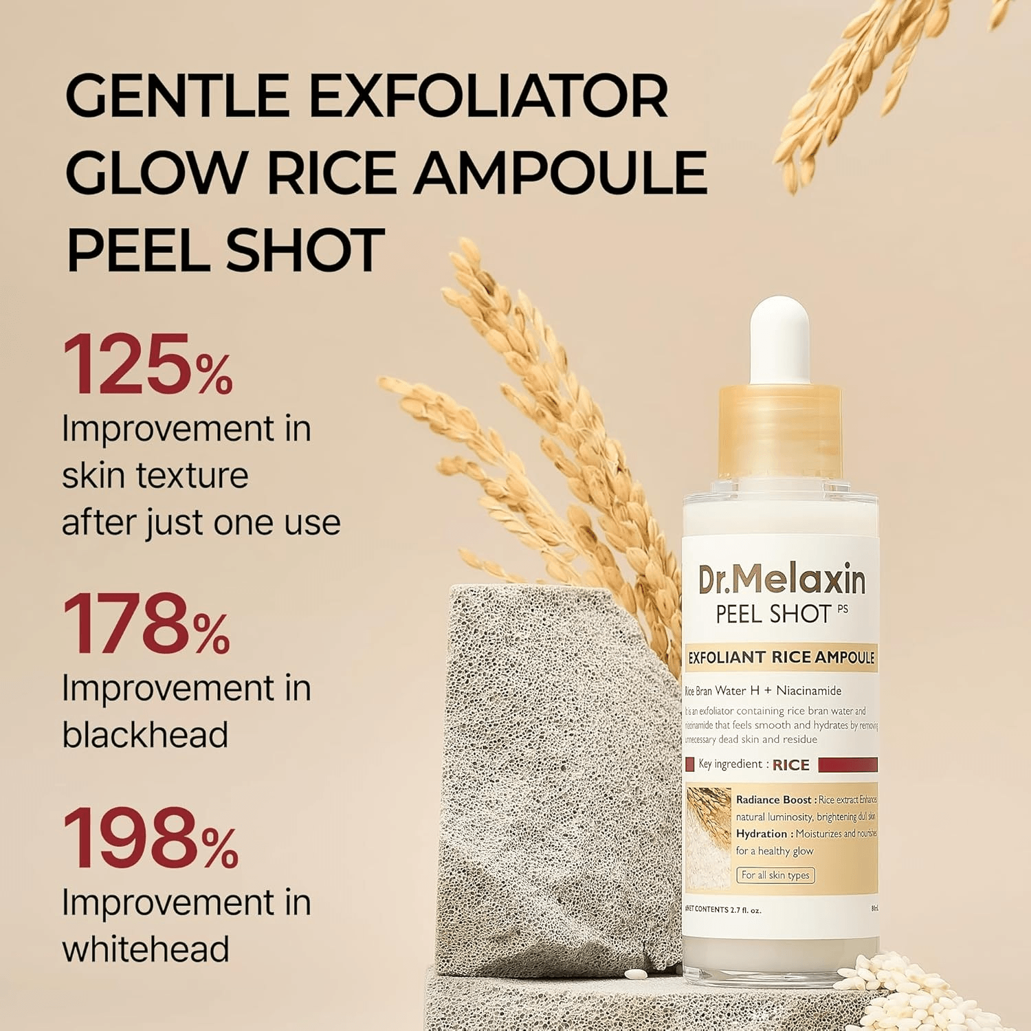 Dr.Melaxin Peel Shot Exfoliating White Rice Ampoule - 80ml view 3