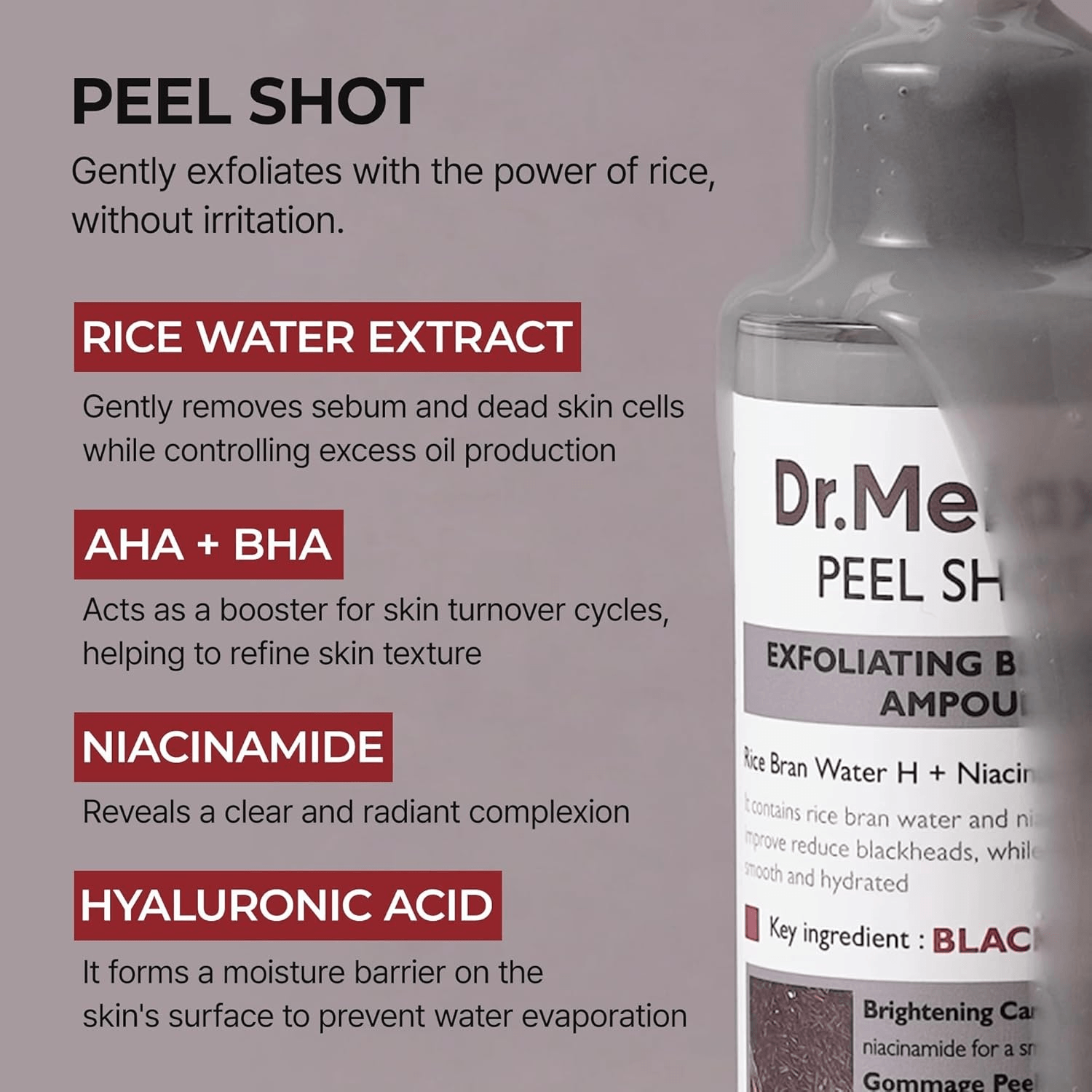 Dr.Melaxin Peel Shot Exfoliating Black Rice Ampoule - 80ml view 5
