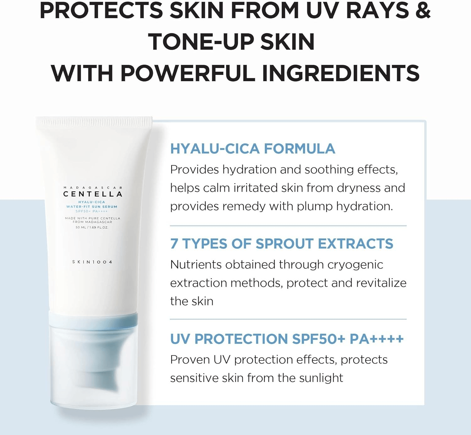 Skin1004 Madagascar Centella Hyalu-Cica Water-Fit Sun Serum SPF50+ Twin Pack view 3